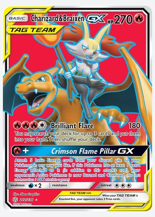 Charizard & Braixen GX — catalogusbeeld