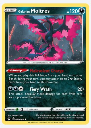 Galarian Moltres — catalogusbeeld