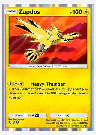 Zapdos — catalogusbeeld