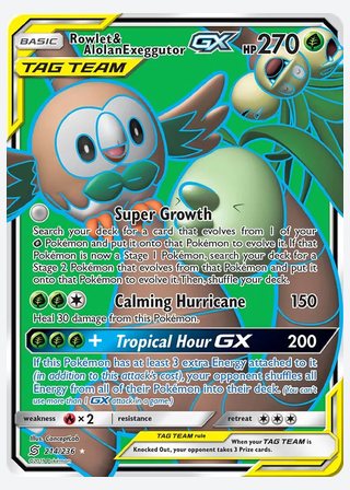 Rowlet & Alolan Exeggutor GX — catalogusbeeld