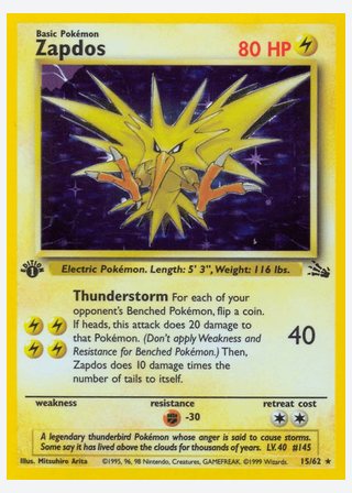 Zapdos — catalogusbeeld
