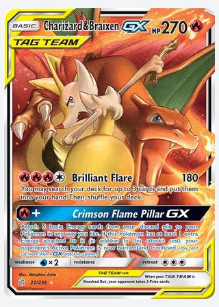 Charizard & Braixen GX — catalogusbeeld