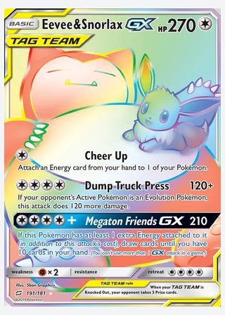 Eevee & Snorlax GX — catalogusbeeld