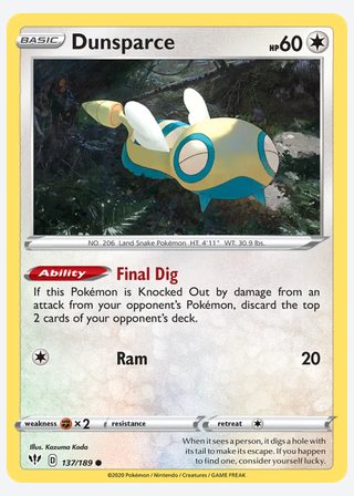 Dunsparce — catalogusbeeld