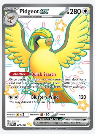 Pidgeot ex — catalogusbeeld