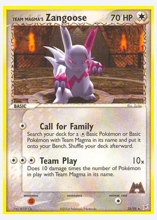 Team Magma's Zangoose — catalogusbeeld