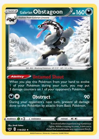 Galarian Obstagoon — catalogusbeeld