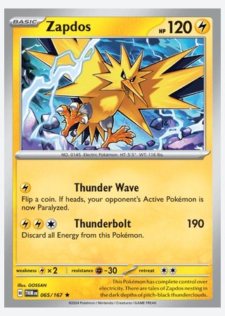 Zapdos — catalogusbeeld