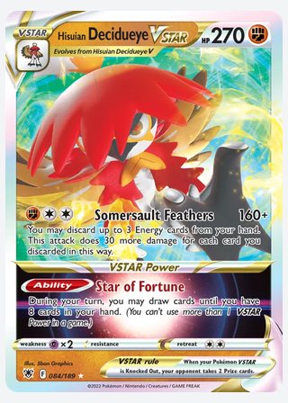 Hisuian Decidueye VSTAR — catalogusbeeld