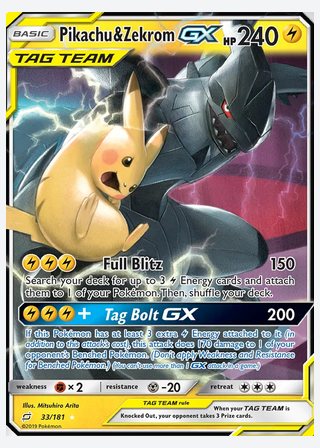 Pikachu & Zekrom GX — catalogusbeeld