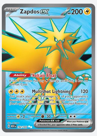 Zapdos ex — catalogusbeeld