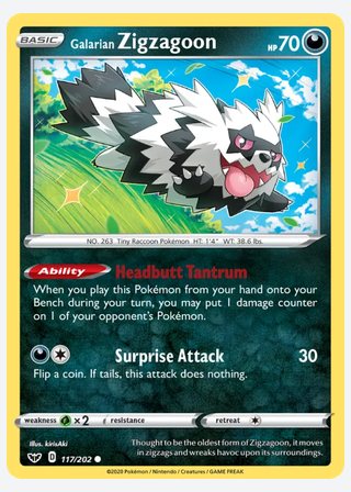 Galarian Zigzagoon — catalogusbeeld