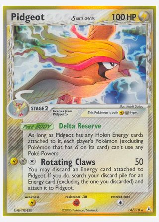 Pidgeot δ — catalogusbeeld