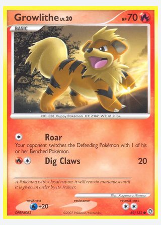 Growlithe — catalogusbeeld