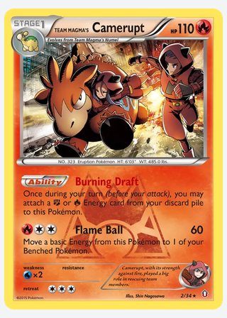 Team Magma's Camerupt — catalogusbeeld