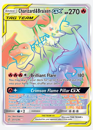 Charizard & Braixen GX — catalogusbeeld