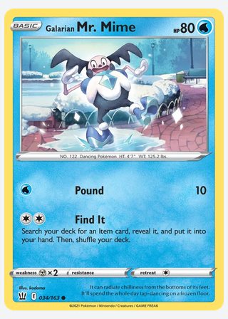 Galarian Mr. Mime — catalogusbeeld