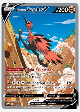 Galarian Zapdos V — catalogusbeeld