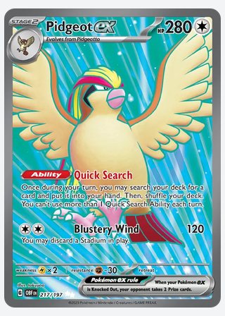 Pidgeot ex — catalogusbeeld