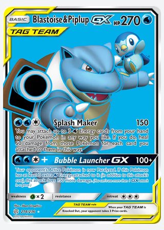 Blastoise & Piplup GX — catalogusbeeld
