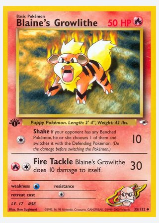 Blaine's Growlithe — catalogusbeeld