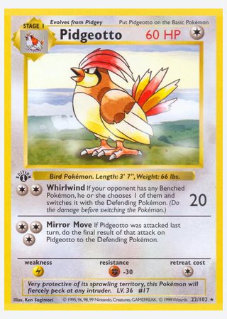 Pidgeotto — catalogusbeeld