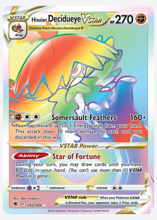 Hisuian Decidueye VSTAR — catalogusbeeld