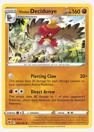 Hisuian Decidueye — catalogusbeeld