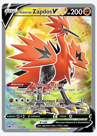 Galarian Zapdos V — catalogusbeeld