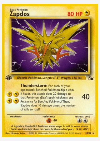 Zapdos — catalogusbeeld