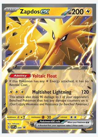 Zapdos ex — catalogusbeeld