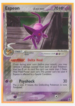 Espeon δ — catalogusbeeld