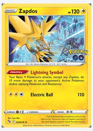 Zapdos — catalogusbeeld