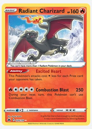 Radiant Charizard — catalogusbeeld