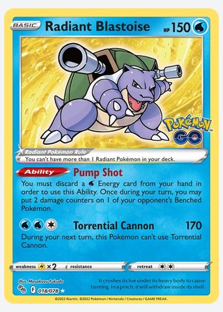 Radiant Blastoise — catalogusbeeld