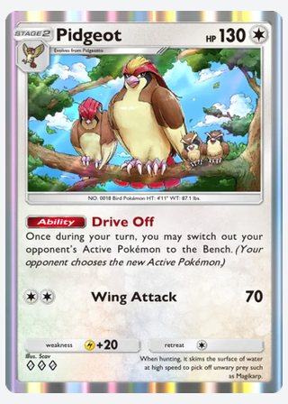 Pidgeot — catalogusbeeld