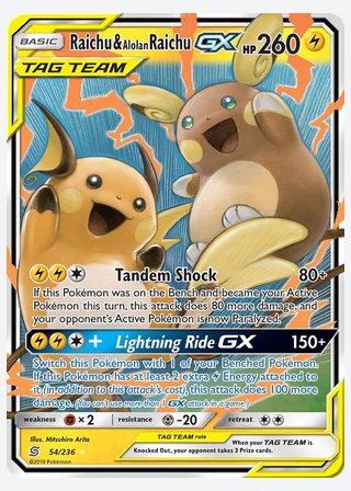 Raichu & Alolan Raichu GX — catalogusbeeld
