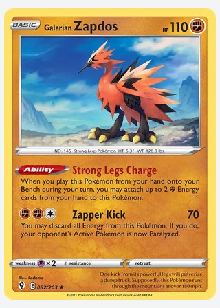Galarian Zapdos — catalogusbeeld