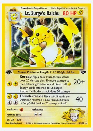 Lt. Surge's Raichu — catalogusbeeld