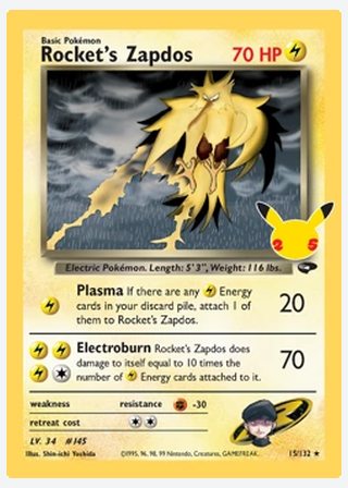 Rocket's Zapdos — catalogusbeeld
