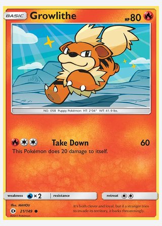 Growlithe — catalogusbeeld