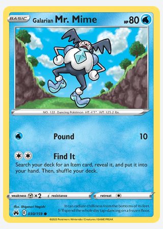 Galarian Mr. Mime — catalogusbeeld