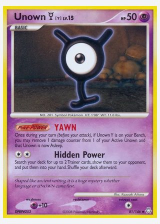 Unown Y — catalogusbeeld