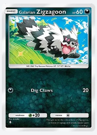 Galarian Zigzagoon — catalogusbeeld