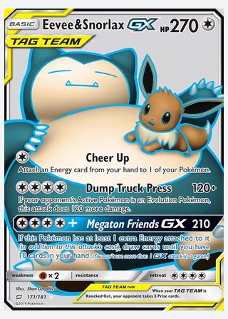Eevee & Snorlax GX — catalogusbeeld