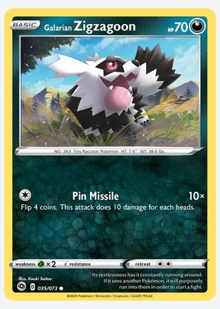 Galarian Zigzagoon — catalogusbeeld