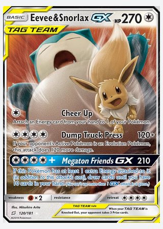 Eevee & Snorlax GX — catalogusbeeld