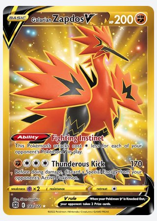 Galarian Zapdos V — catalogusbeeld